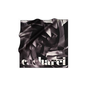 Silk Long Printed Scarf-Black Square Designer Pattern - Product Image 1