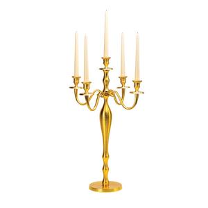 Bougeoirs en verre en métal plaqué or à 5 bras fabriqués à la main candélabres en cristal pour un éclairage de table romantique pour la décoration intérieure - Product Image 1