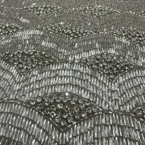 Tela de Alta Costura con Cuentas de Cristal de Lujo, Encaje Jacquard con Técnica Metálica Tejida - Product Image 1