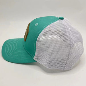 Casquette classique personnalisée ajustable à 6 panneaux Casquette de camionneur rayée en tissu maillé en cuir avec logo en toile/jersey Casquette d'été unisexe pour adulte - Product Image 4