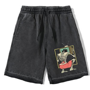 Pantalones cortos de algodón con cordón en bruto para hombre, colección de verano para hombre, Vintage, desteñido al sol, lavado con piedra, estampado 3D personalizado - Product Image 3