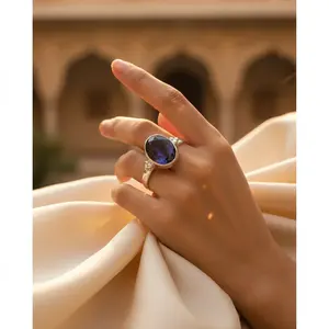 แหวนเงินแท้ 925 ประดับอิโอไลต์ สำหรับผู้หญิง เครื่องประดับอัญมณีสุดหรู - Product Image 3