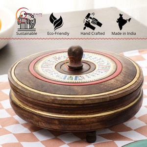 Casserole de service en bois naturel d'acacia de haute qualité faite à la main Chauffe-plats de luxe pour la maison et les fournitures d'hôtel - Product Image 6