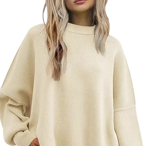 <b>WOMEN'S</b> TRENDY <b>CHRISTMAS</b> <b>SWEATER</b> OVERSIZED BATWING CREWNECK SIDE SLIT KNITTED PULLOVER FALL CASUAL LOOSE HOLIDAY TOP - Product Image 1