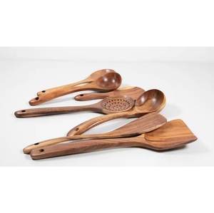 Cuchara de cocina duradera de madera natural para utensilios de cocina antiadherentes respetuosos con el medio ambiente, fácil de limpiar, solo lavado a mano, juegos de herramientas de cocina versátiles - Product Image 1