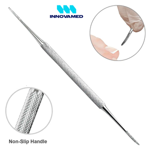 Kit de pédicure et de soins des pieds en acier inoxydable Innovamed : lime à ongles incarnés double face et curettes - Product Image 4