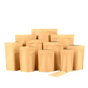 Manufacturer Low Price Moisture-Proof Kraft Paper Shopping Bag Stand up Pouch for Food Flexo Printing Surface Handling