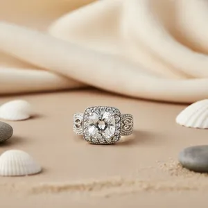 Rose Gold Silver Plated 925 Silver Fashionable Statement Cluster <b>Ring</b> with <b>Cubic</b> <b>Zirconia</b> Inlay for Women - Product Image 3