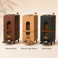 Distributeur de nourriture pour animaux de compagnie en bois d'ingénierie de luxe, grande capacité, avec bol en acier inoxydable, personnalisable OEM