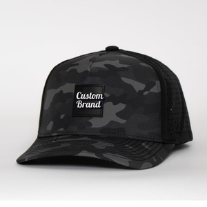 Gorra de camuflaje personalizada corte láser perforado rendimiento Golf gorras de béisbol de camuflaje impermeables con Parche de goma logotipo personalizado de alta calidad - Product Image 1