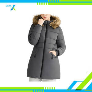 Chaqueta Larga Acolchada Estampada de Invierno para Mujer, Abrigo Delgado de Algodón Cortavientos con Cuello Desmontable de Piel de Vaca, Parka Cálida con Capucha y 3 Bolsillos - Product Image 6