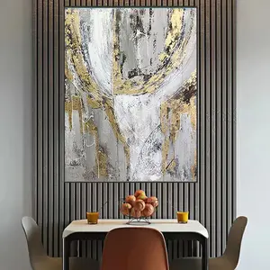 Mur d'entrée de salon rétro décoration de la maison classique or murale ligne abstraite peint à la main peinture d'art <span class=keywords><strong>mural</strong></span> - Product Image 4