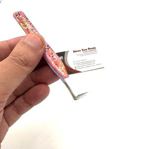 90 Degree Slim Boot <b>Tweezers</b> With Glitter Stainless Steel Customised Logo Printing Eyelash Extension <b>Tweezer</b> - Product Image 3