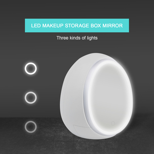Miroir de courtoisie éclairé par LED rechargeable avec rangement-Miroir de maquillage intégré <span class=keywords><strong>pour</strong></span> <span class=keywords><strong>coiffeuse</strong></span>, miroir cosmétique éclairé - Product Image 5