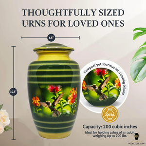 Humming BIRD โลหะโกศสำหรับงานศพแบบพรีเมี่ยมทำจากอลูมิเนียมที่ระลึกที่ระลึกที่ระลึกที่ระลึกชุดสมบูรณ์แกะสลักกันการรั่ว - Product Image 2