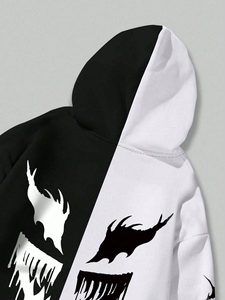 ผู้ชายที่กําหนดเองพิมพ์เสื้อกันหนาวหมวก/สไตล์ซิปในระบายอากาศผู้ชายซ้ายและขวาตัดกันสี Patchwork เสื้อ - Product Image 6