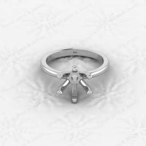 High Quality 925 Sterling Silver 6mm Prong Semi Mount <b>Blank</b> Setting Wedding <b>Ring</b> Customizable Plating Resin Keepsake Jewelry - Product Image 6