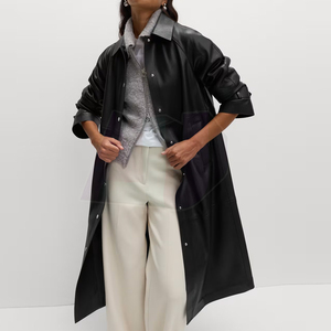 Gabardina Clásica de Cuero Genuino para Mujer, Larga, Ecológica, Resistente al Viento, Diseñada para el Invierno y Uso Diario - Product Image 2