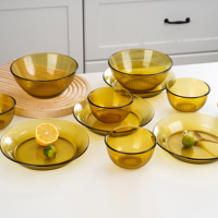 Service de table de luxe écologique en verre borosilicaté assiette et bol vaisselle pour hôtels