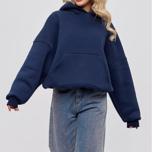 Insigne personnalisé avec logo brodé à la mode sweat à capuche pour femmes 100% coton à capuche manches chauve-souris filaire résistant surdimensionné automne hiver - Product Image 1