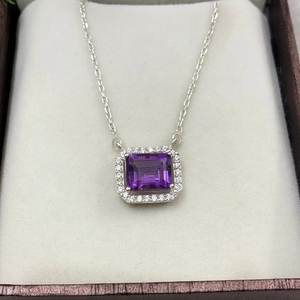 Colgante de Amatista Natural con Diseño Romántico Vintage, Forma de Corazones, Plata de Ley 925 Chapada en Oro, para Aniversario o Boda - Product Image 1