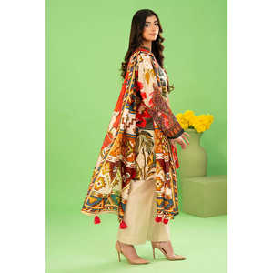Conjunto de 3 piezas WNS-52023 Khaddar Salwar Kameez estampado con dupatta Zari, estilo pakistaní, ropa étnica para festivales indios. - Product Image 3