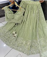 NOUVEAU FABZONE DESIGNER BRIDAL GEorgette Soie Broderie Sequins LEHENGAS CHOLI DUPATTA Tenue de Soirée Indienne/Pakistanaise pour Femme 100%