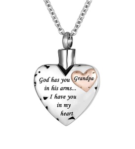 Grand-père Double Coeur Crémation Urne Collier Cendres Urne Bijoux Mémorial Pendentif Dieu vous a dans ses bras je vous ai Taille personnalisée - Product Image 1