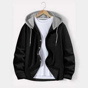 Chaqueta Cárdigan Informal con Capucha para Hombre, Invierno 2025, 100% Algodón, Diseño de Rejilla, Nueva Moda, Corte Regular, Impermeable, Secado Rápido, para Exteriores - Product Image 1