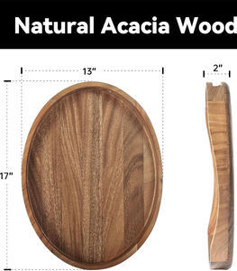 Plateau en bois d'acacia naturel écologique avec poignées pour servir et afficher - Product Image 4