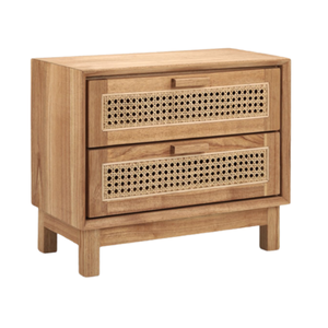 Decoración del hogar moderno diseño simple ratán tejido dos cajones mesita de noche sala de estar dormitorio muebles - Product Image 1