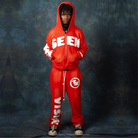 Ensemble de survêtement unisexe personnalisé en coton épais à séchage rapide, avec sweat à capuche zippé et pantalon de survêtement, idéal pour l'hiver et le streetwear
