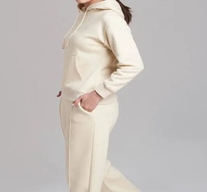 Femmes à manches longues Gym haut court pantalon couleur unie taille élastique survêtement Collection hiver décontracté vente chaude plaine teint hauts - Product Image 3