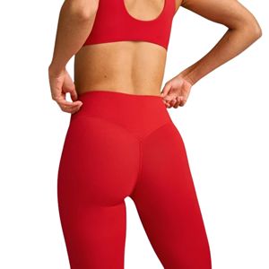 Leggings de yoga para mujer, de cintura media, sin costura frontal, con espalda en V, efecto levantamiento de glúteos, pantalones de gimnasio con sensación de segunda piel para entrenamiento, mallas deportivas. - Product Image 6