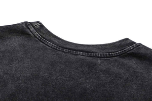 Camiseta Casual de Lona para Hombre, Corte Regular, Estilo Desgastado, Lavado Ácido, con Detalles de Costura, 100% Algodón, 180g, 2025 - Product Image 4