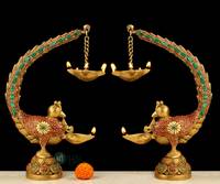 Lampe à huile Diya géométrique en laiton pur, artisanale, traditionnelle, style industriel indien, motif solide, spirituelle, pour Pooja, Diwali, salon