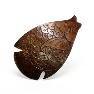 Porte-savon en forme de poisson personnalisé en coquille de noix de coco accessoires de salle de bain naturels fabriqués à la main pour le stockage du savon - Product Image 1