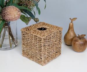 Wholesale Sustainable Seagrass <b>Tissue</b> <b>Box</b> Square Thick Weave Rustic Natural Look For Bathroom Hotel Home Decor From Vietnam - Product Image 2