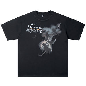 New Arrival Custom Acid Wash Vintage DTG Printing Patch Faded V-neck Oversized Breathable 100% Cotton <b>Party</b> T-<b>shirt</b> <b>for</b> <b>Men</b> - Product Image 1