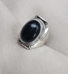 Anillo de ónix negro de Plata de Ley 925, cabujón ovalado, joyería de piedras preciosas naturales hecha a mano Vintage, venta al por mayor - Product Image 1