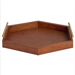 Suministros para restaurantes y hoteles Bandejas hexagonales Bandeja de madera de color marrón nogal - Product Image 2