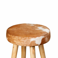 Tabouret de bar en cuir de vachette antique |   Meubles de restaurant et de café en bois massif, fabrication artisanale, style rustique, garantie 10 ans, AKKU ART