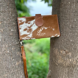 ใหม่กระเป๋าสตางค์หนังแฮนด์เมดแท้แบบใหม่สำหรับผู้หญิงกระเป๋าสตางค์แบบบางกระเป๋าสตางค์หนังสแนปหนังขนสัตว์กระเป๋าสตางค์หนังวัวแท้ - Product Image 1