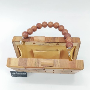 Embrague de madera de calidad superior de lujo, cadenas de flores con abalorios de perlas para damas de honor, Idea de regalo de regreso de boda única para mujeres - Product Image 3