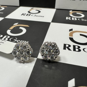 Boucles d'oreilles chrétiennes unisexes personnalisées tendance hip-hop en or blanc 14 carats, moissanite, diamants naturels, plaqué rhodium, certifiées IGI, cadeau - Product Image 4