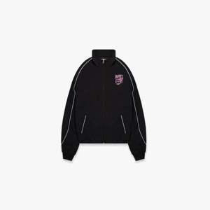 Track <b>Jacket</b> for <b>Man</b> Black, Sleek Design with Adjustable Fit, <b>White</b> Piping, 3D Embroidery, and Durable Hardware - Product Image 1