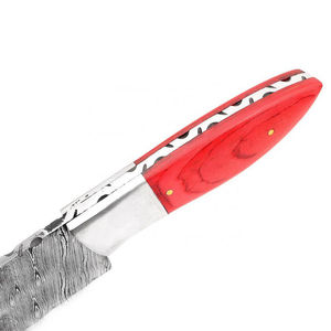 Burraq Custom OEM/DIY Handmade Damascus Steel Skinner <b>Knife</b> with Resin Wood Handle Leather <b>Sheath</b> Perfect Camping Hunting Gift - Product Image 4