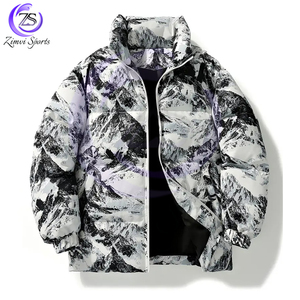 Ropa de invierno gruesa y cálida con cierre de cremallera Estilo informal Patrón a cuadros en blanco y negro Los hombres usan chaquetas acolchadas - Product Image 1