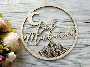 Elegante Decoración de Mesa con Letras de Madera para Eid Mubarak, Decoración Festiva para el Hogar y Estilo de Celebración Islámica - Product Image 5