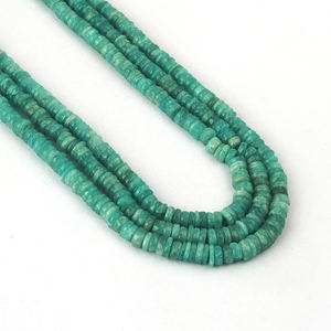 Vente en gros 4-5mm Amazonite perles de pierre lisse pneu forme roue coupe Heishi pierres précieuses brins en vrac lot fournisseur fabrication de bijoux - Product Image 1